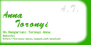 anna toronyi business card